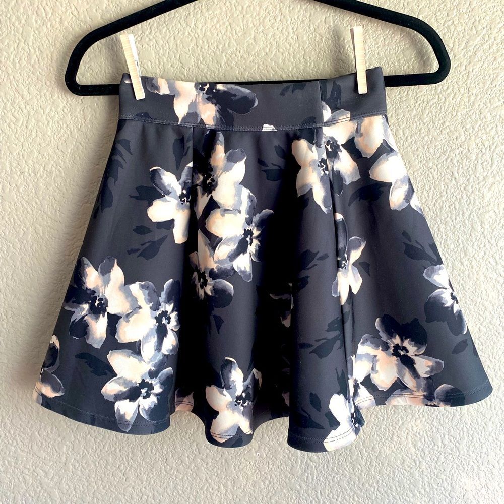 Hollister Navy White Floral Skater Skirt XS